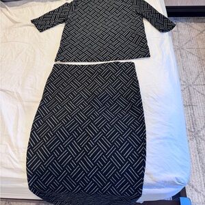 Issey Miyake Black and White Patterned Matching Set